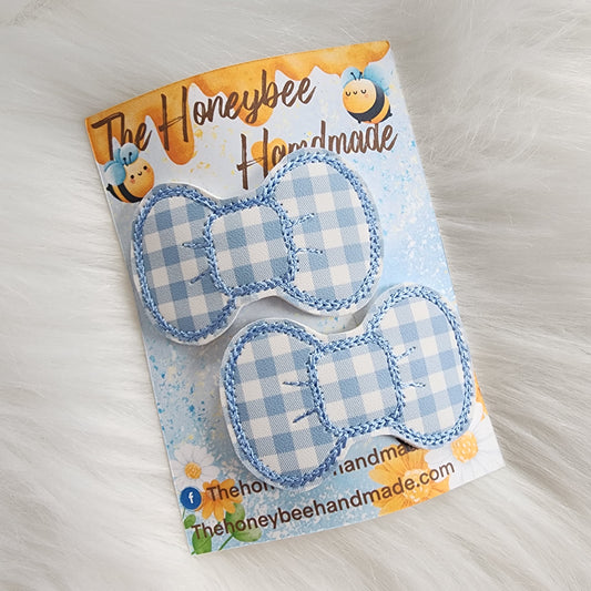 Blue Gingham Snap Clip Set