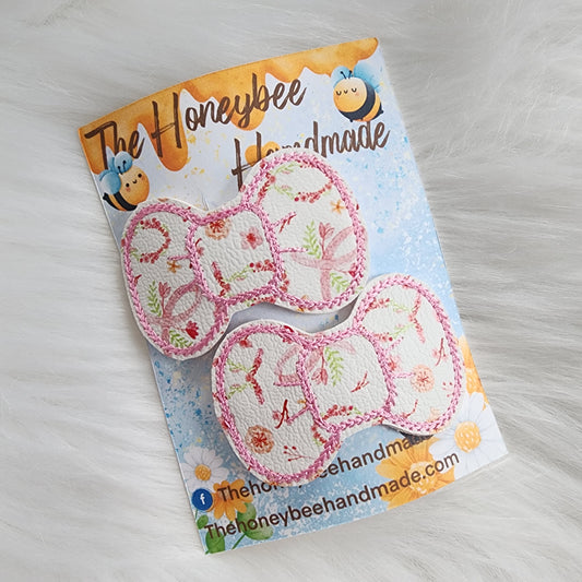 Pink FLowers Snap Clip Set