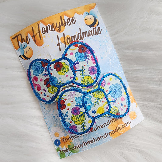 Blue Flowers Snap Clip Set