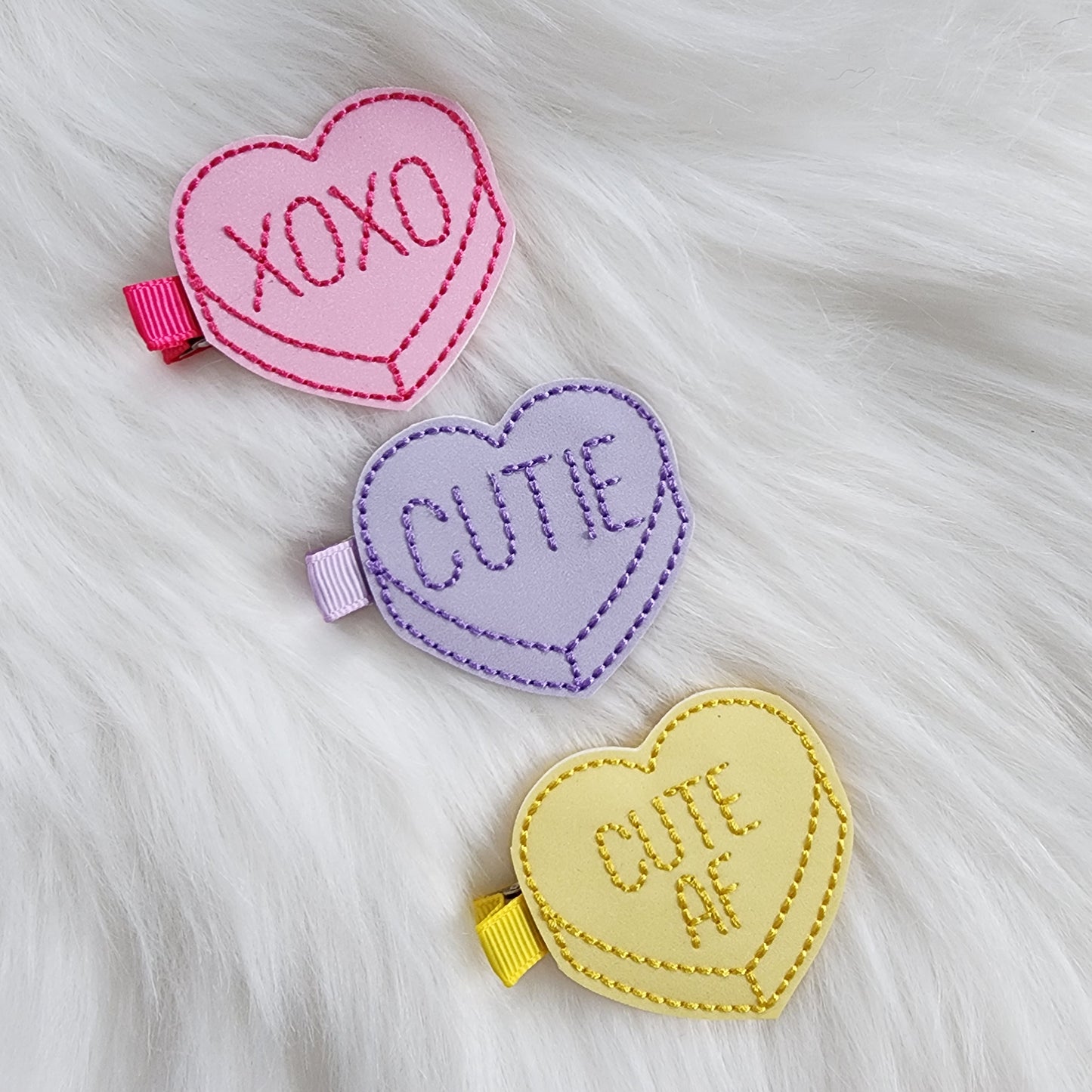 Conversation Heart Feltie Hair Clip