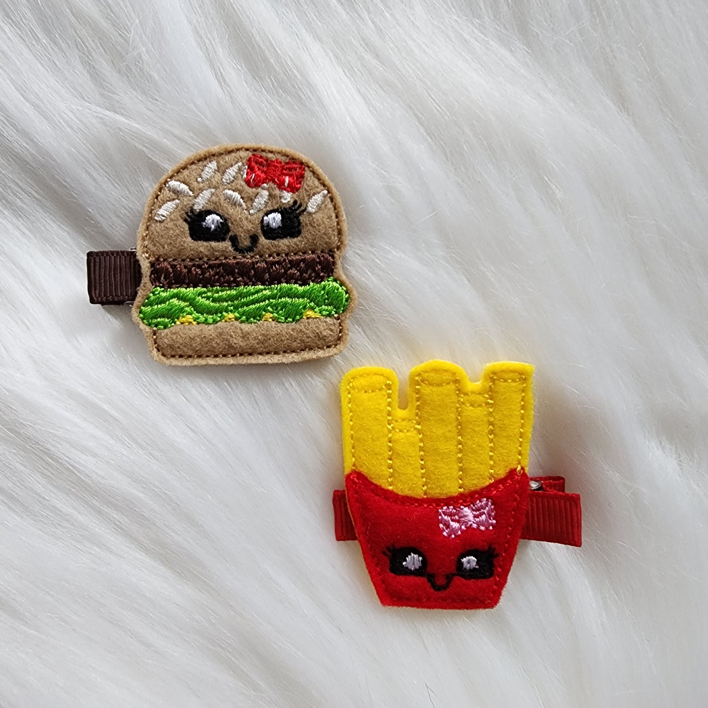 Burger and Fries Feltie Hair Clip