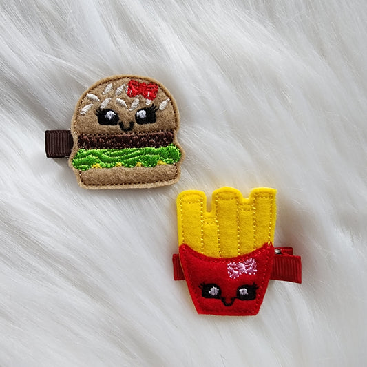 Burger and Fries Feltie Hair Clip