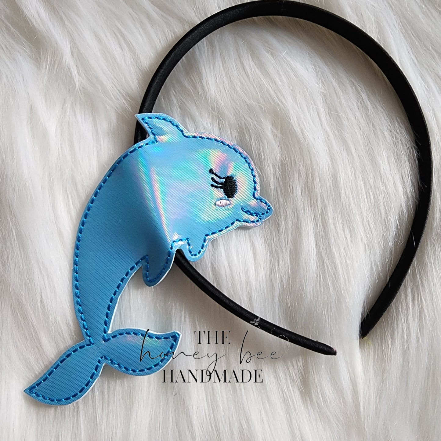 Holo Blue Dolphin Headband Slider