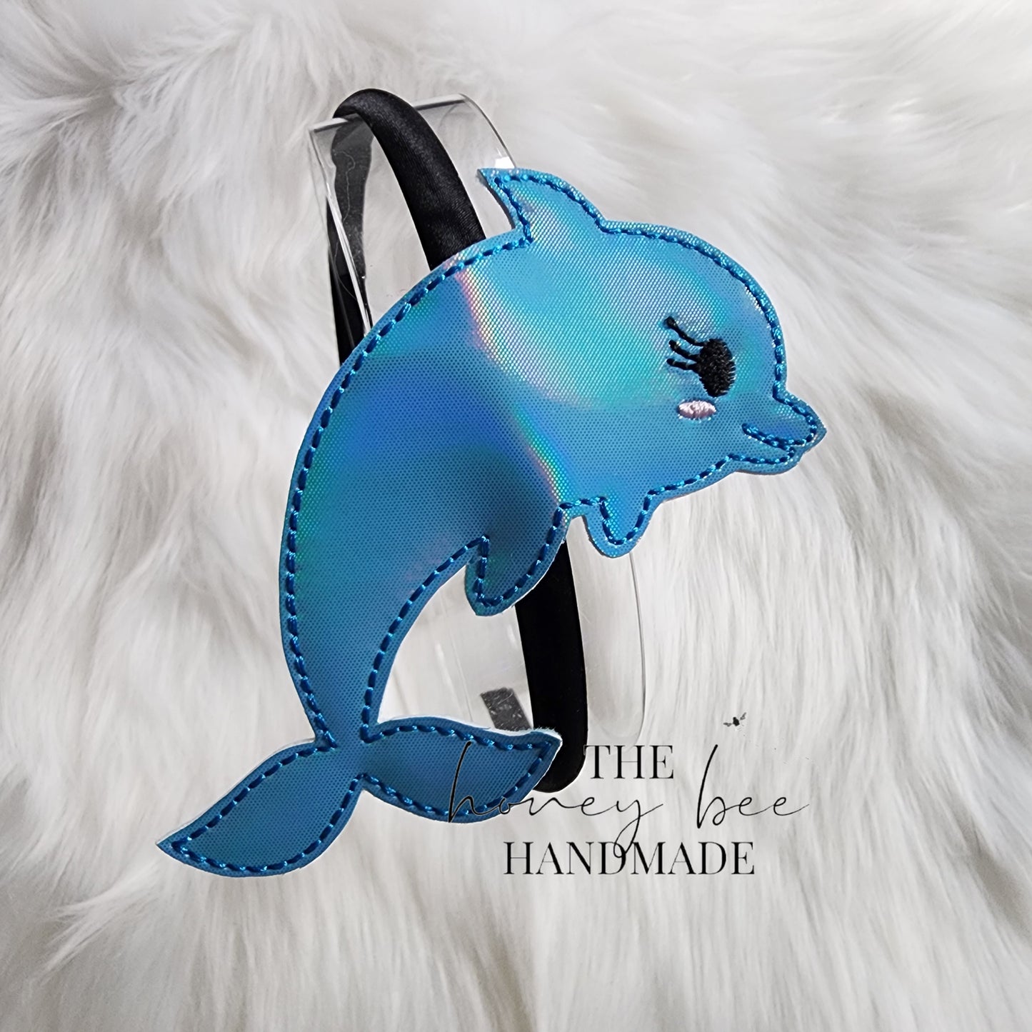 Holo Blue Dolphin Headband Slider