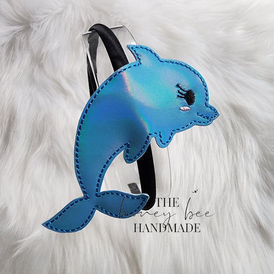 Holo Blue Dolphin Headband Slider