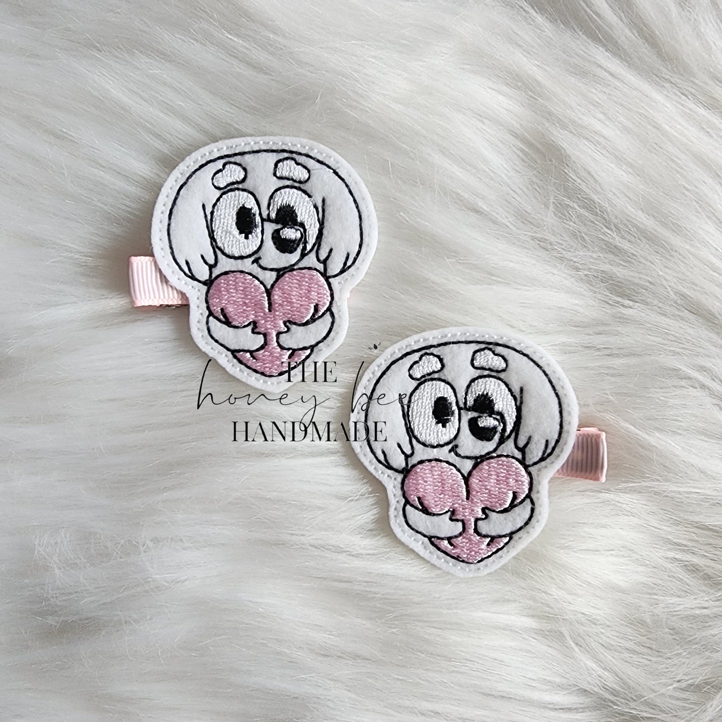 Heart Hug Pups Feltie Hair Clip