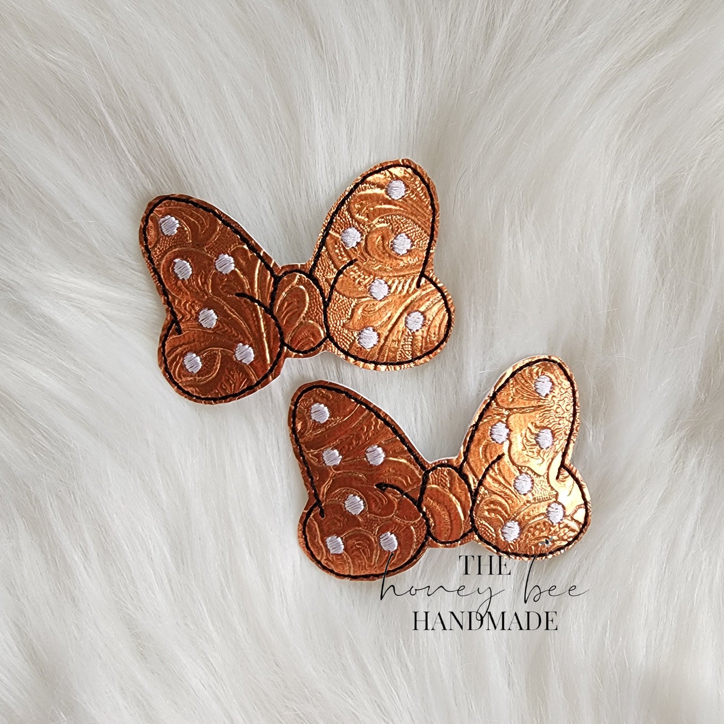 Orange Textured Mouse Bow Snap Clip Set