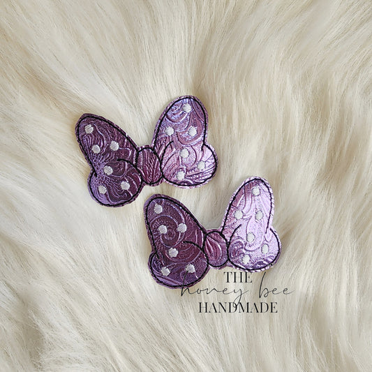 Lt Purple Textured Mouse Bow Snap Clip Set