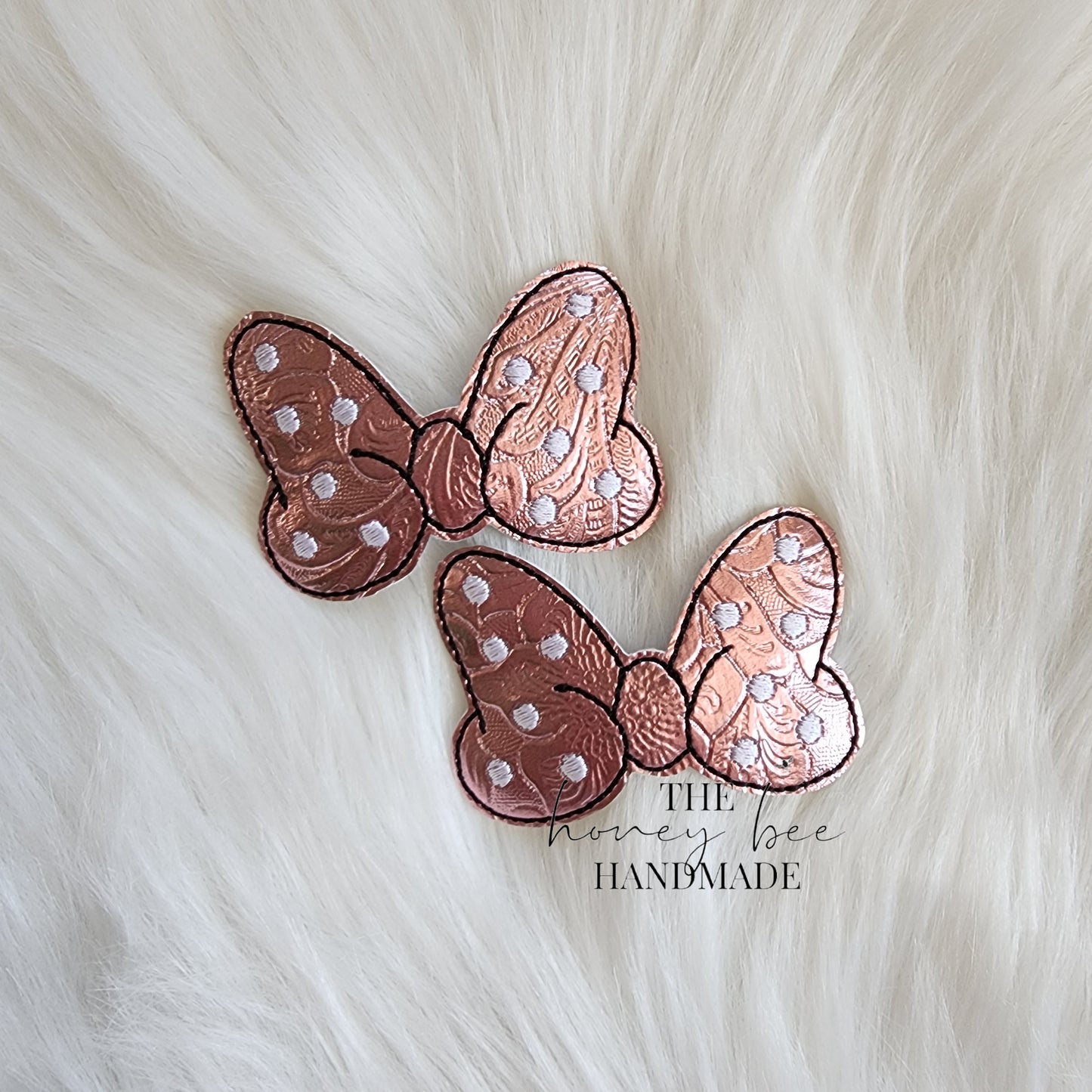 Lt Pink Textured Mouse Bow Snap Clip Set
