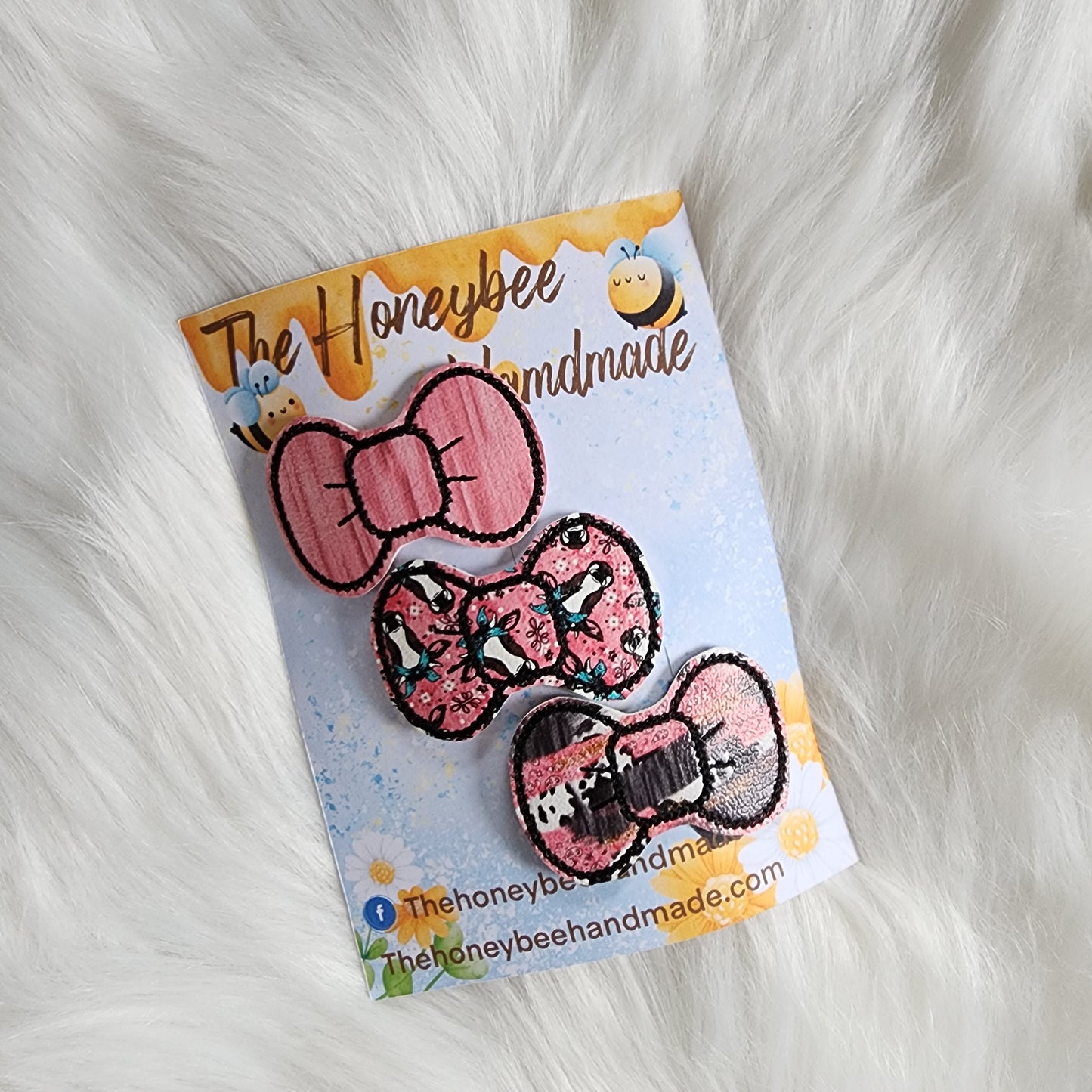 Pink Bandana Cow Snap Clip Set