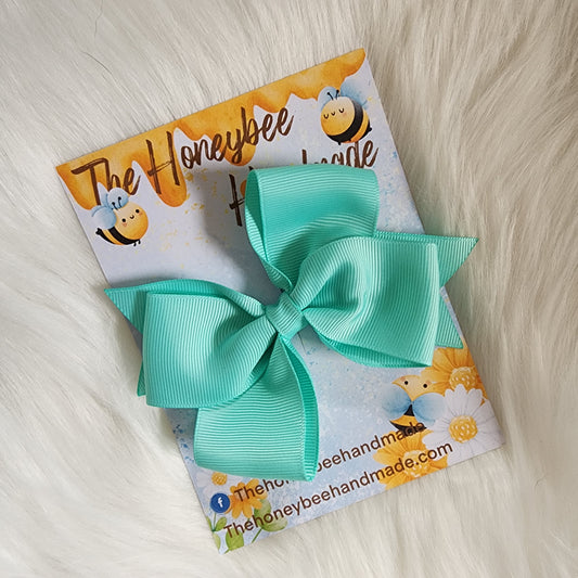 4in Aqua Pinwheel Hair Bow