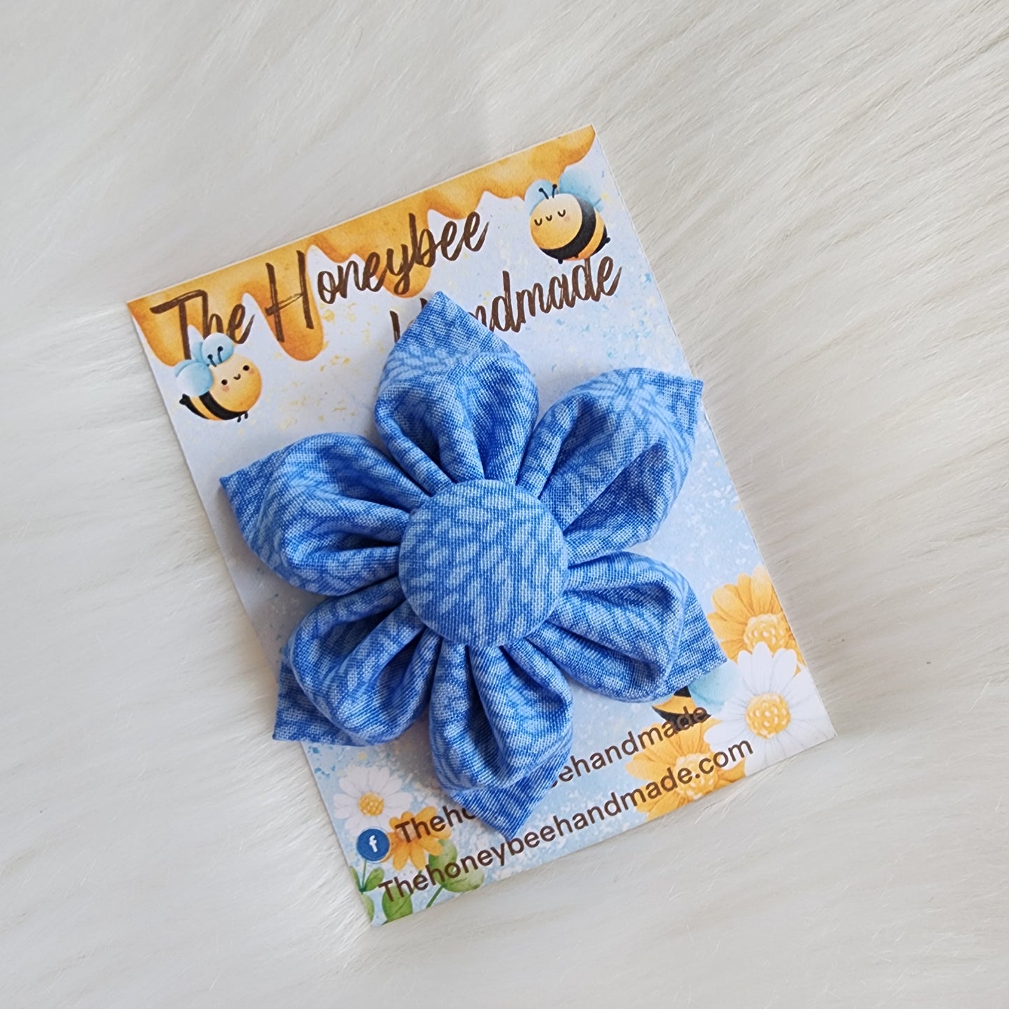 Blue Speckle Flower Hair Clip