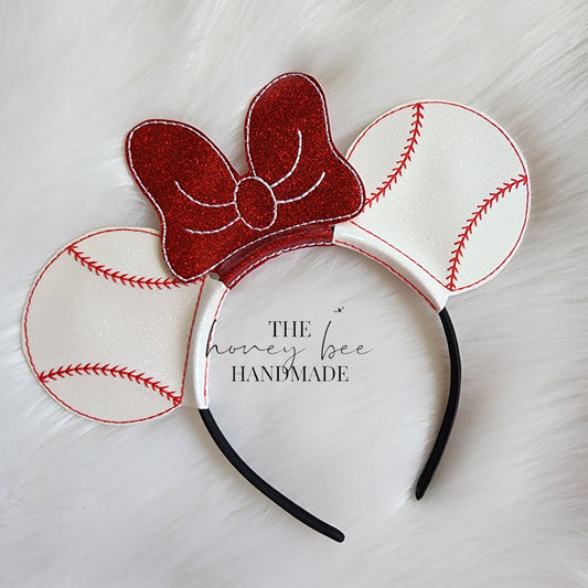 Glitter Baseball Mouse Ear Headband Slider