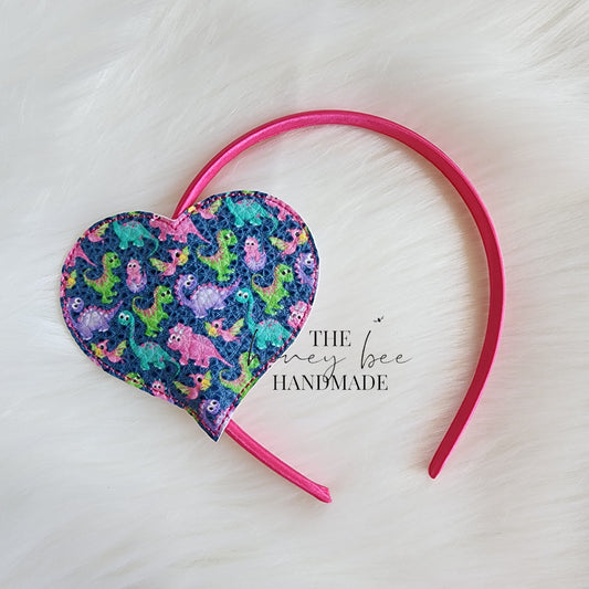 Blue Dino Heart Headband Slider
