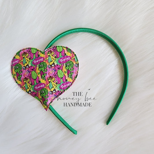 Purple Dino Heart Headband Slider
