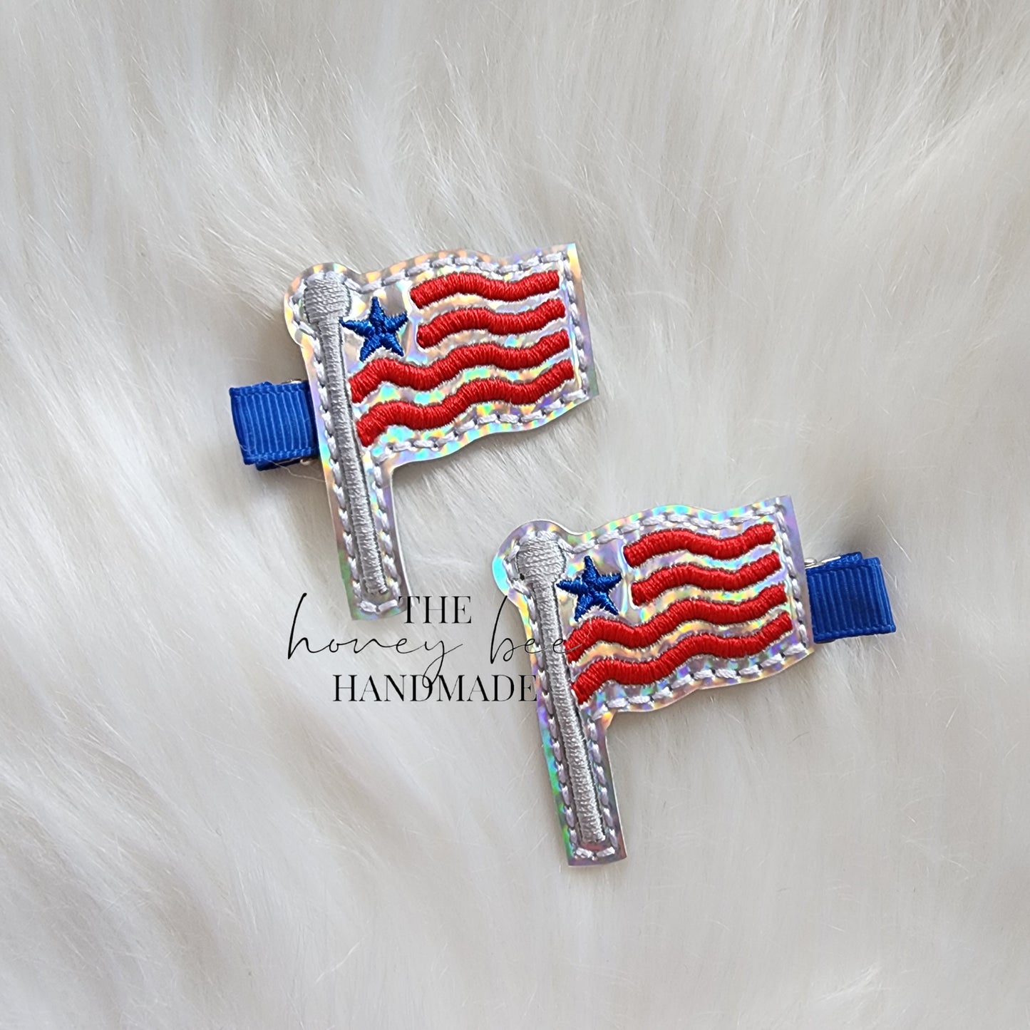 Holographic Flag Feltie Hair Clip