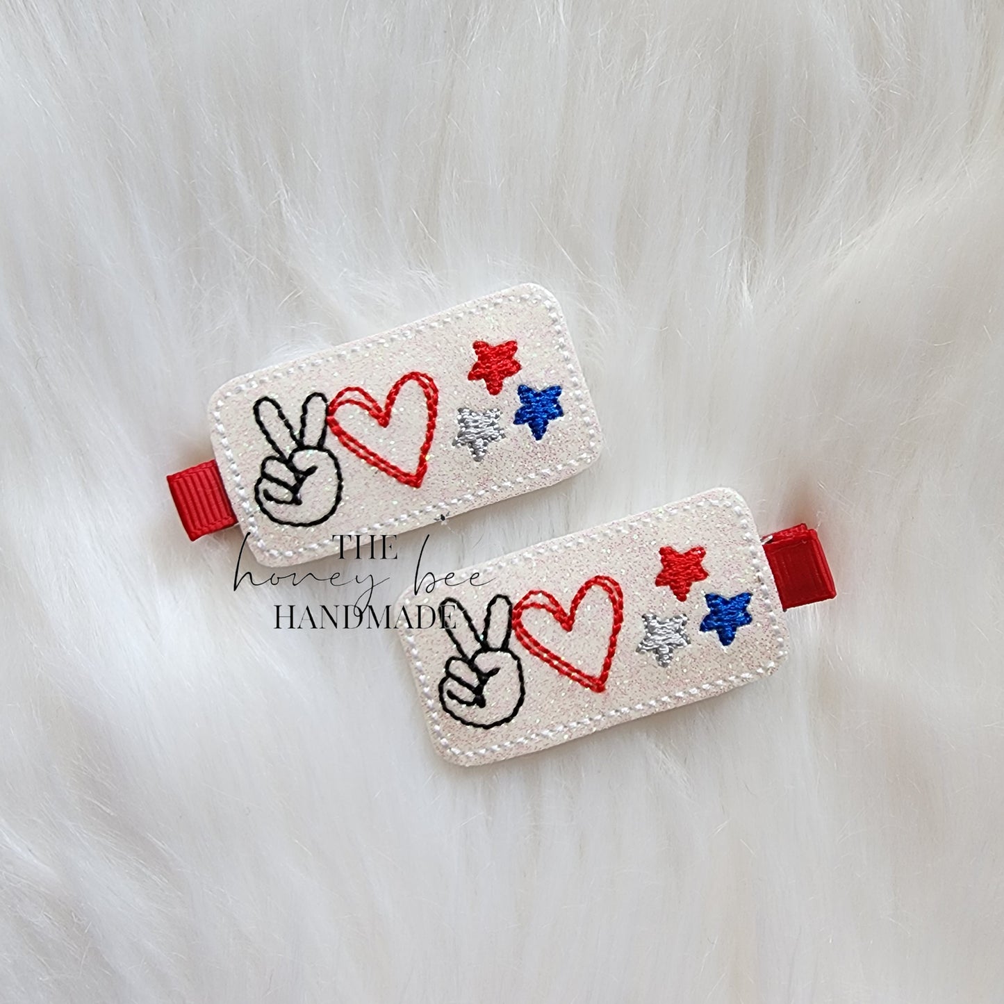 Glitter Peace Love Stars Feltie Hair Clip