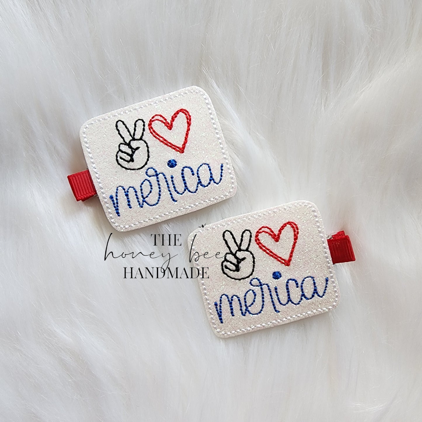 Glitter Peace Love 'Merica Feltie Hair Clip
