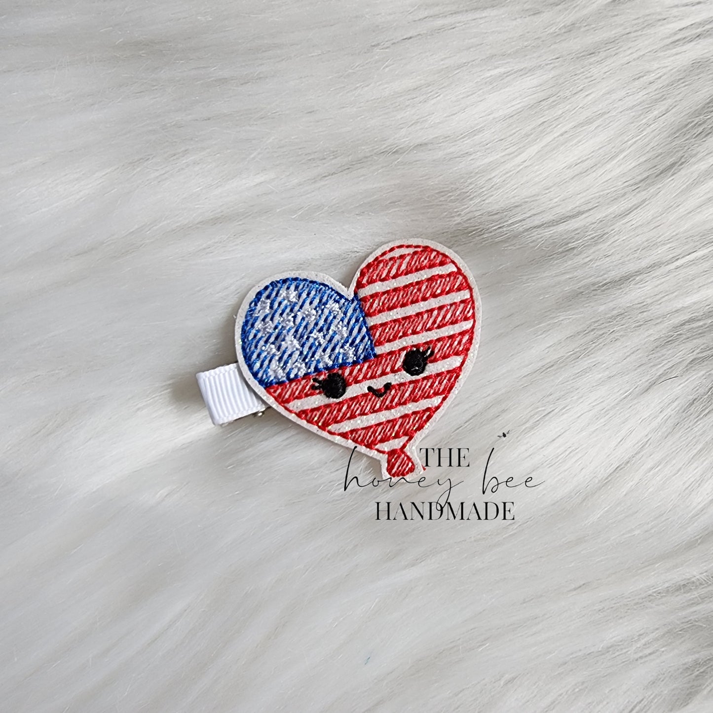 Glitter Patriotic Balloon Feltie Hair Clip
