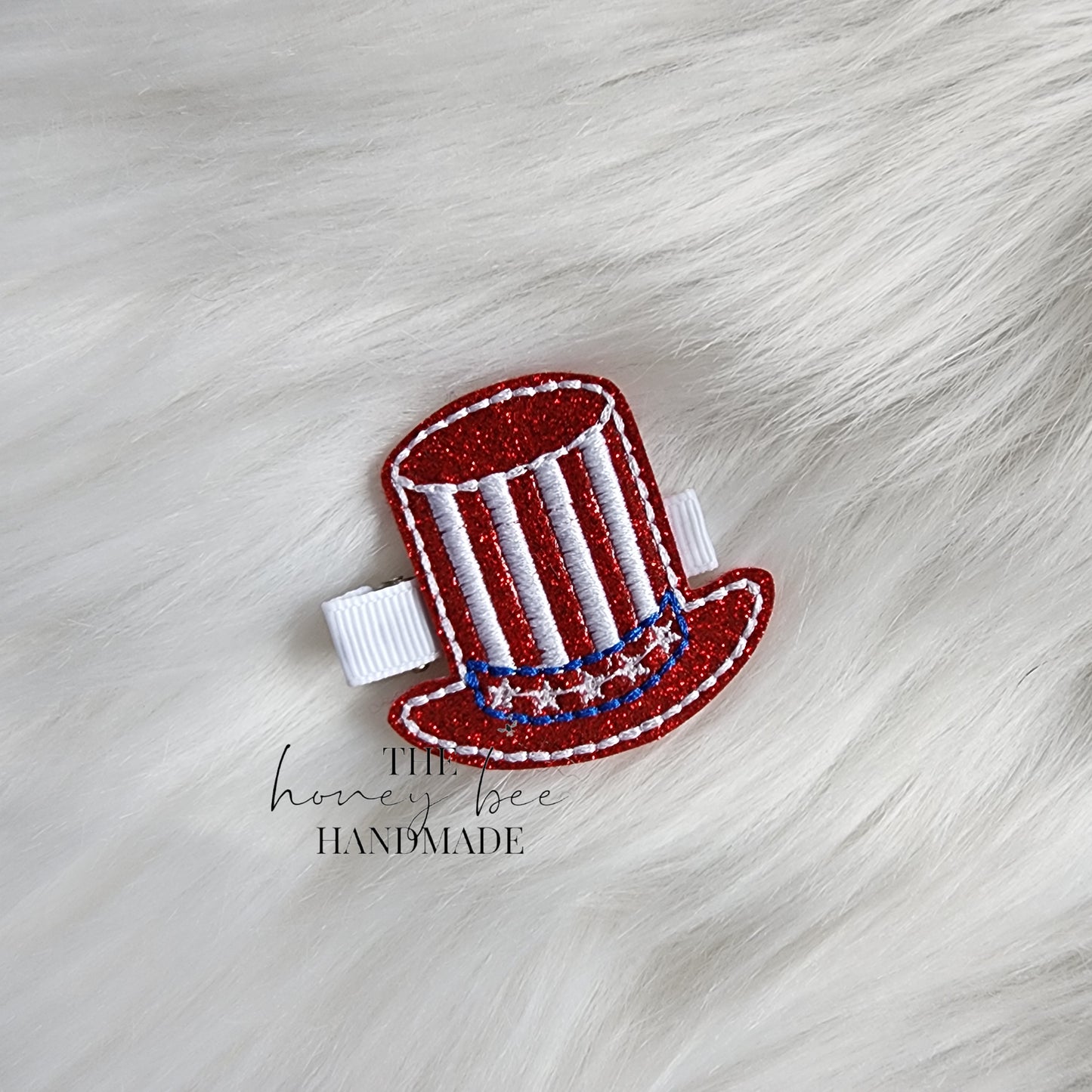 Glitter Patriotic Hat Feltie Hair Clip
