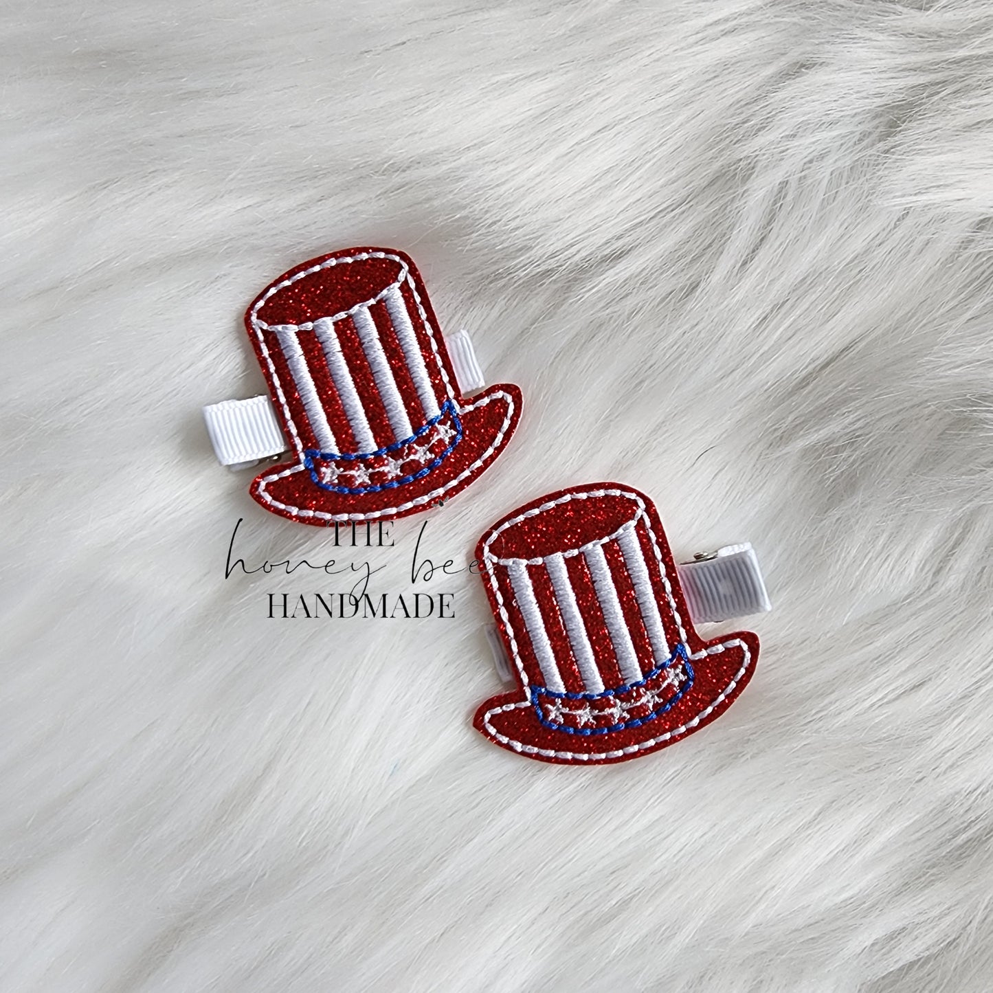 Glitter Patriotic Hat Feltie Hair Clip