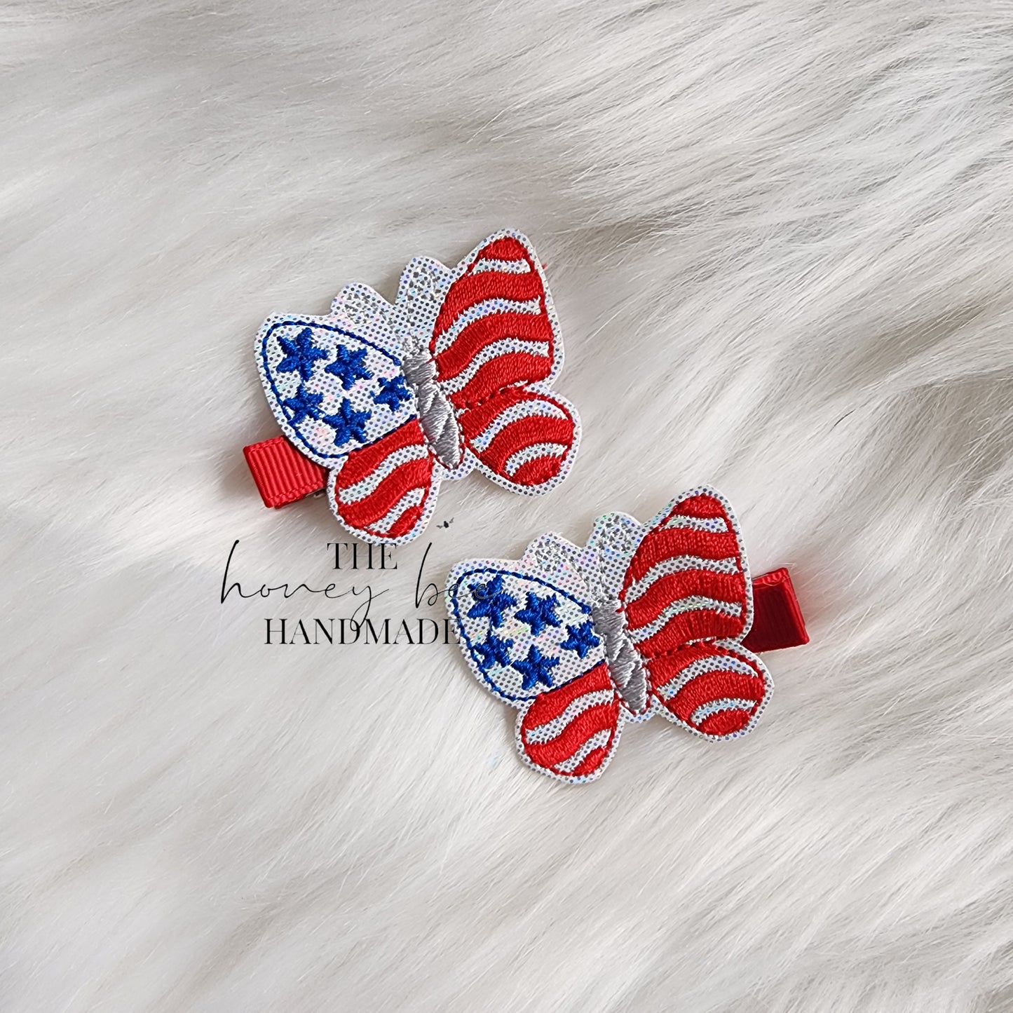 Glitter Patriotic Butterfly Feltie Hair Clip