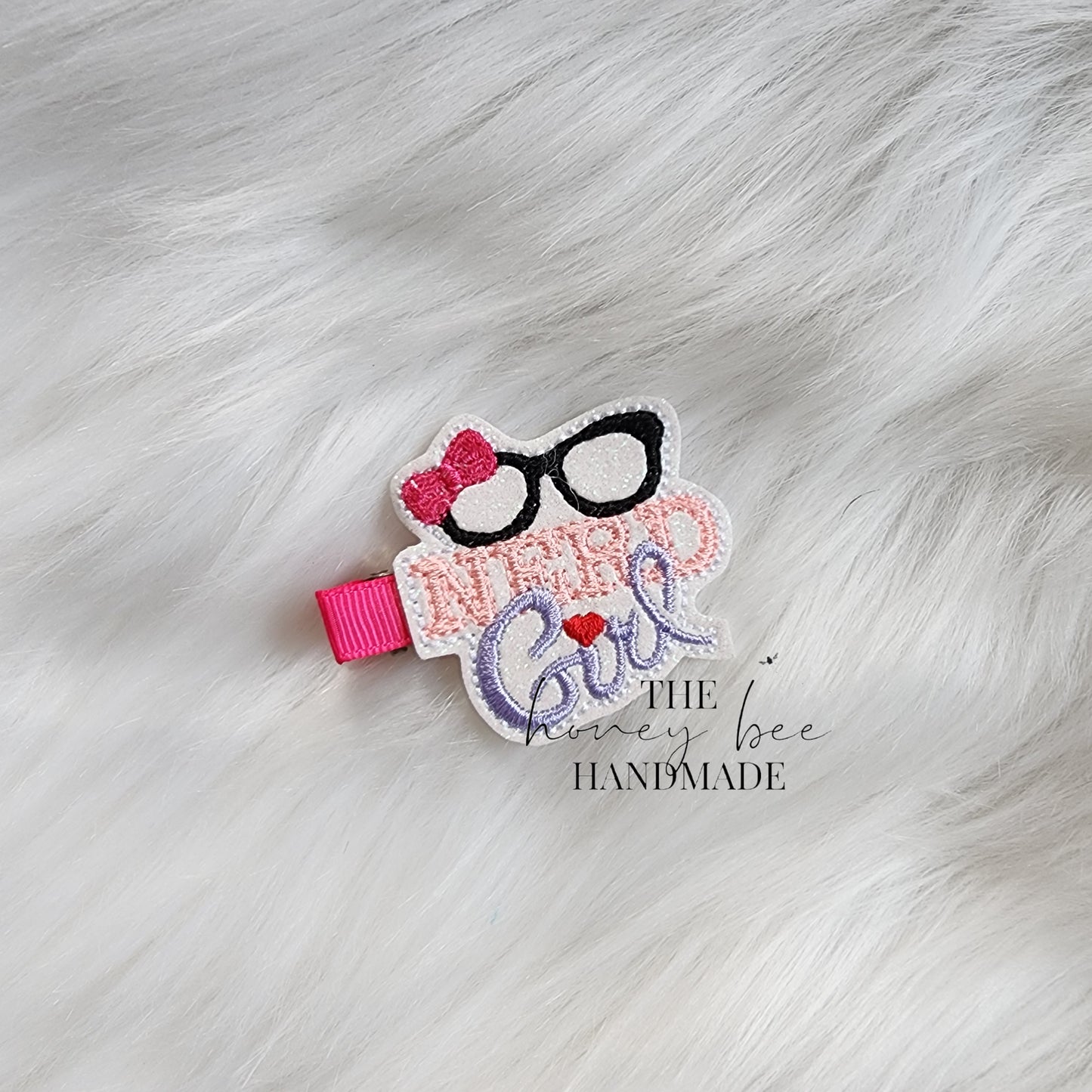 Glitter Nerd Girl Feltie Hair Clip