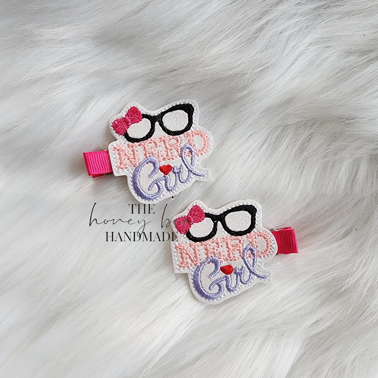 Glitter Nerd Girl Feltie Hair Clip