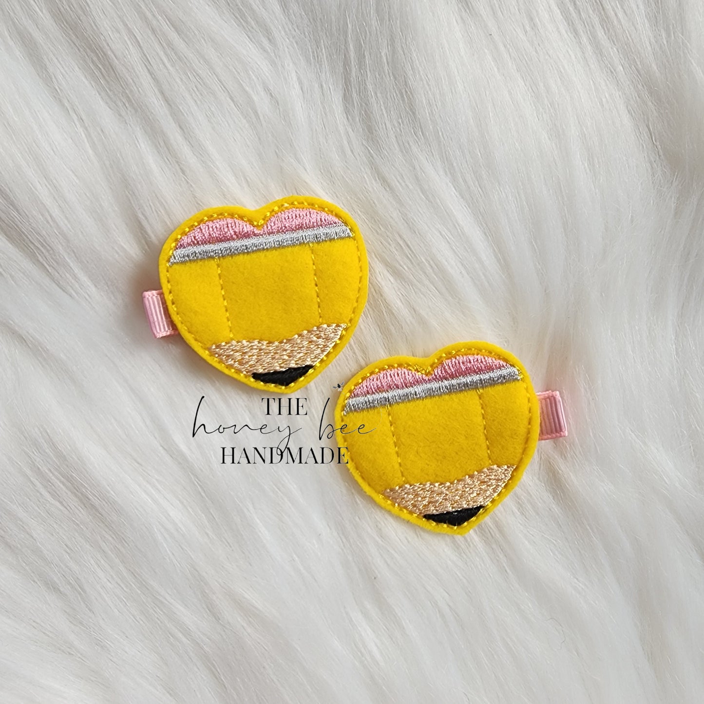 Paper and Pencil Heart Feltie Hair Clip