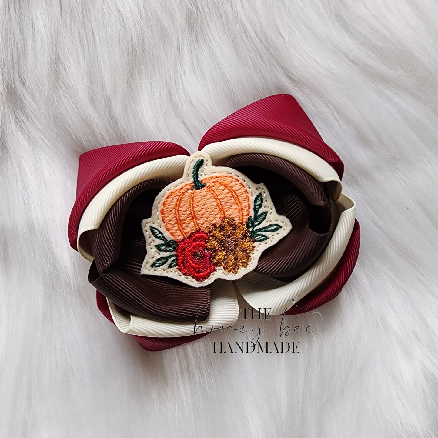 3in Triple Fall Pumpkin Feltie Boutique Bow