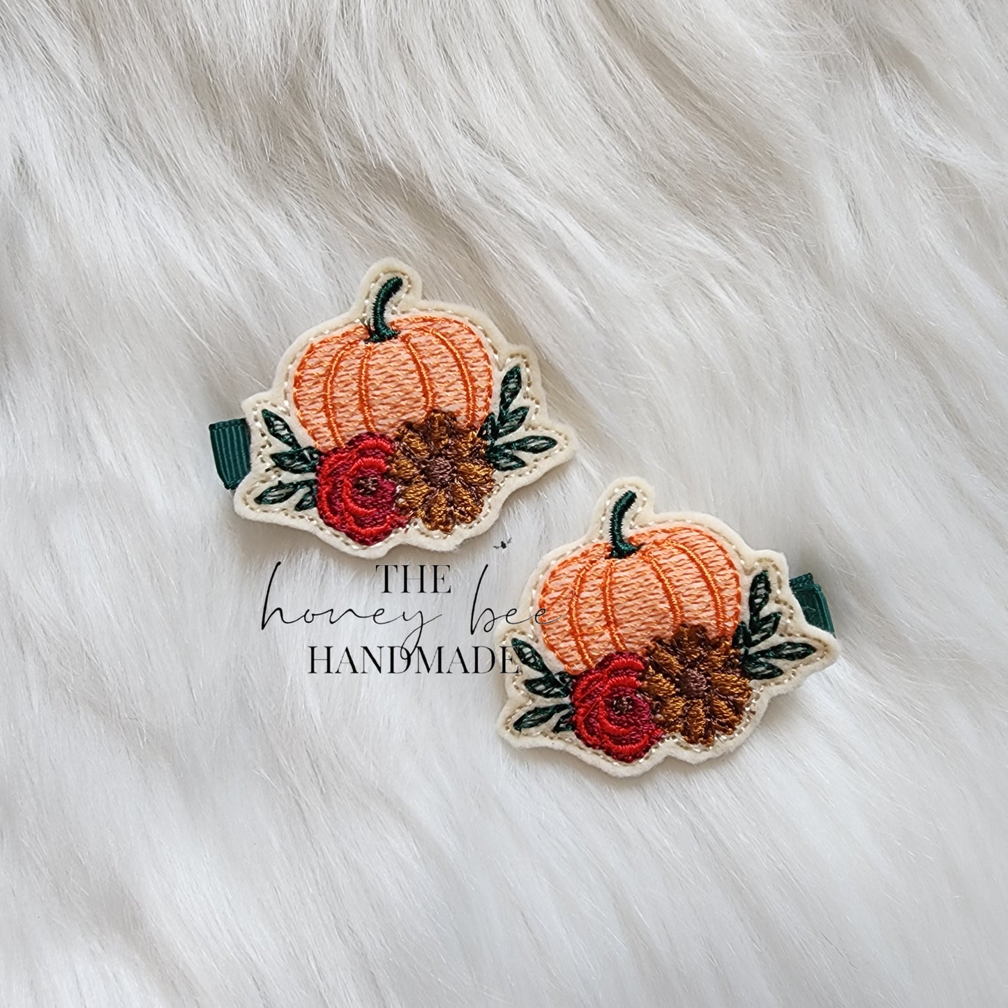 Floral Fall Pumpkin Feltie Hair Clip