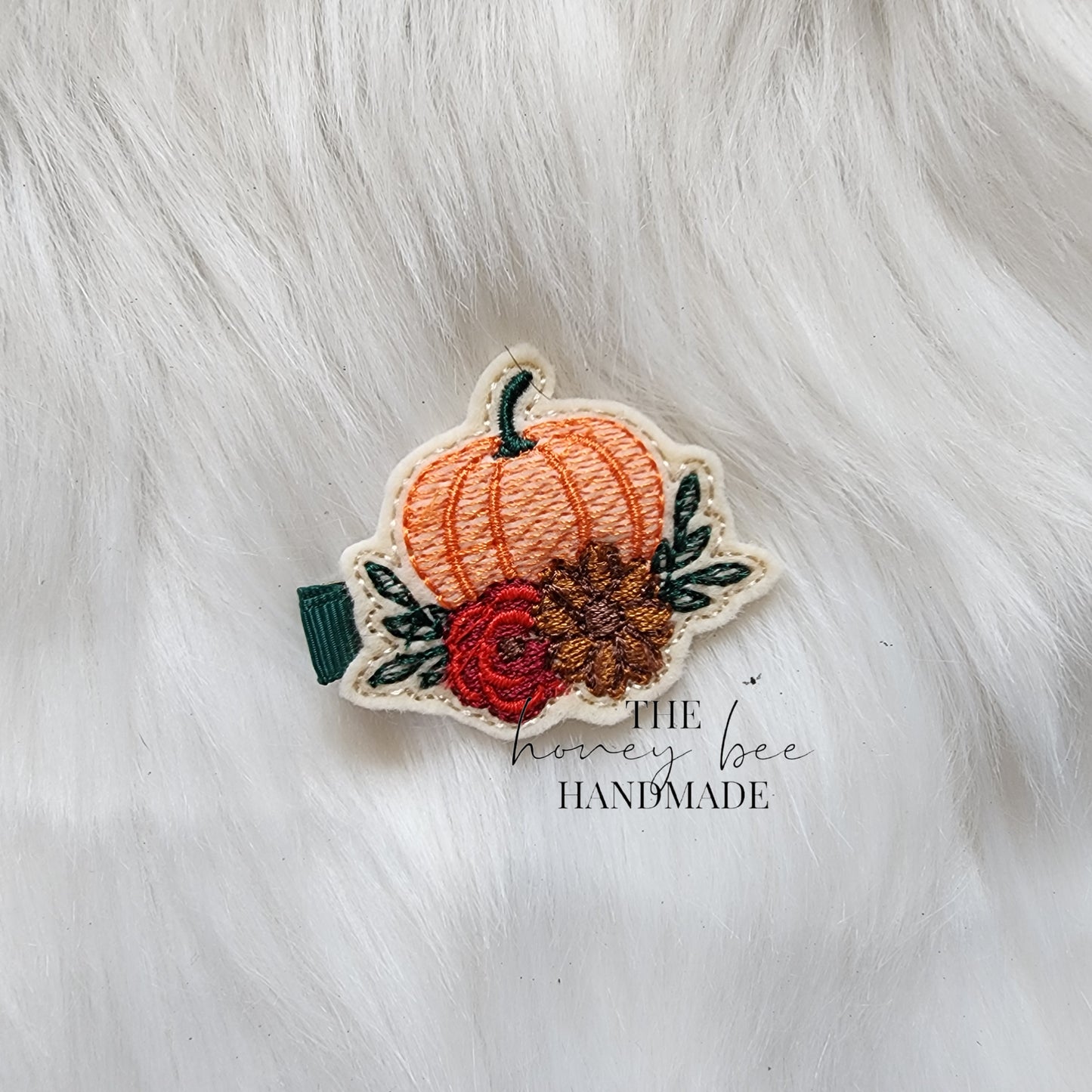 Floral Fall Pumpkin Feltie Hair Clip