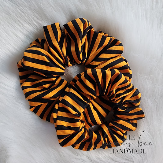 Black and Orange Stripes Scrunchie