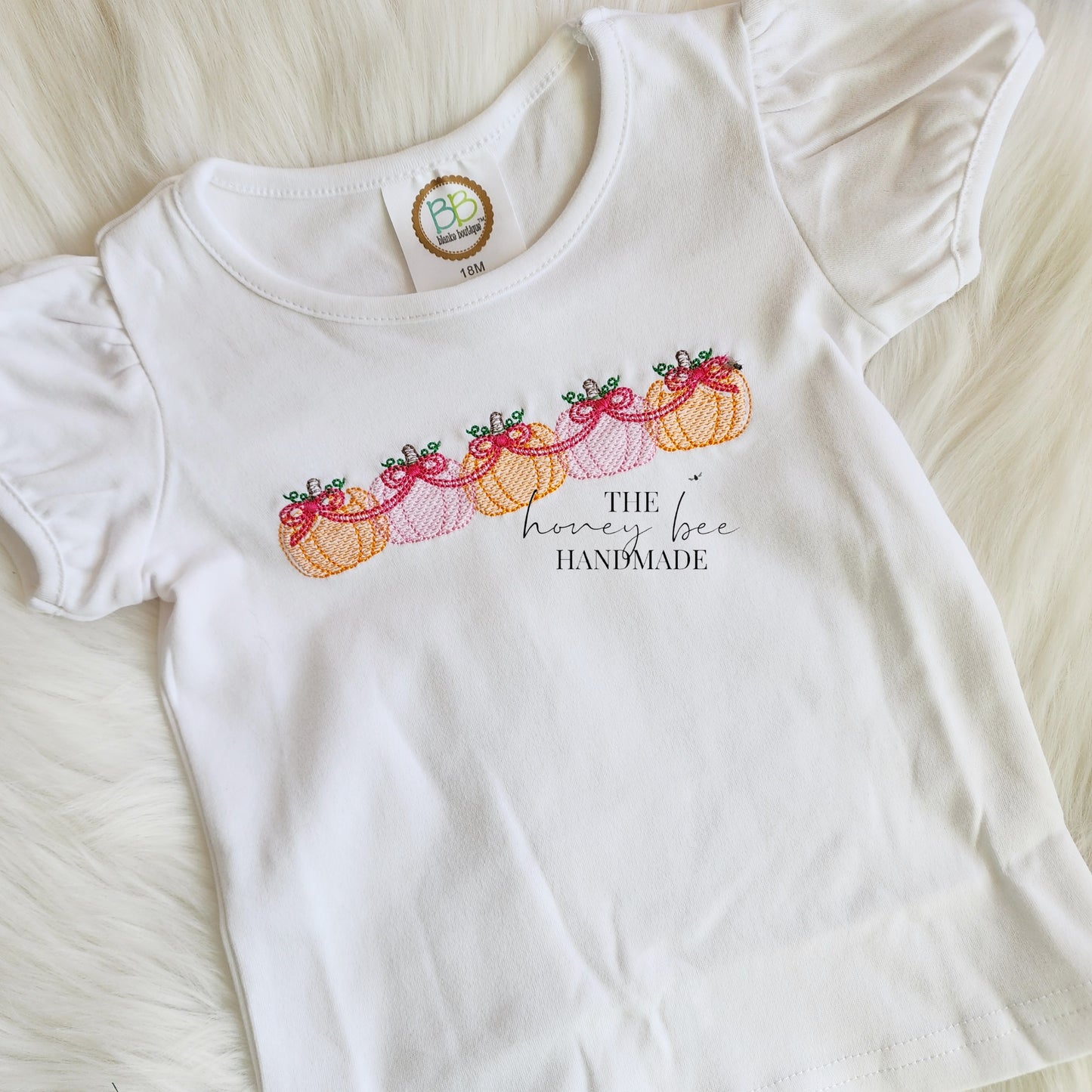 Girly Fall Pumpkins Embroidered T-Shirt
