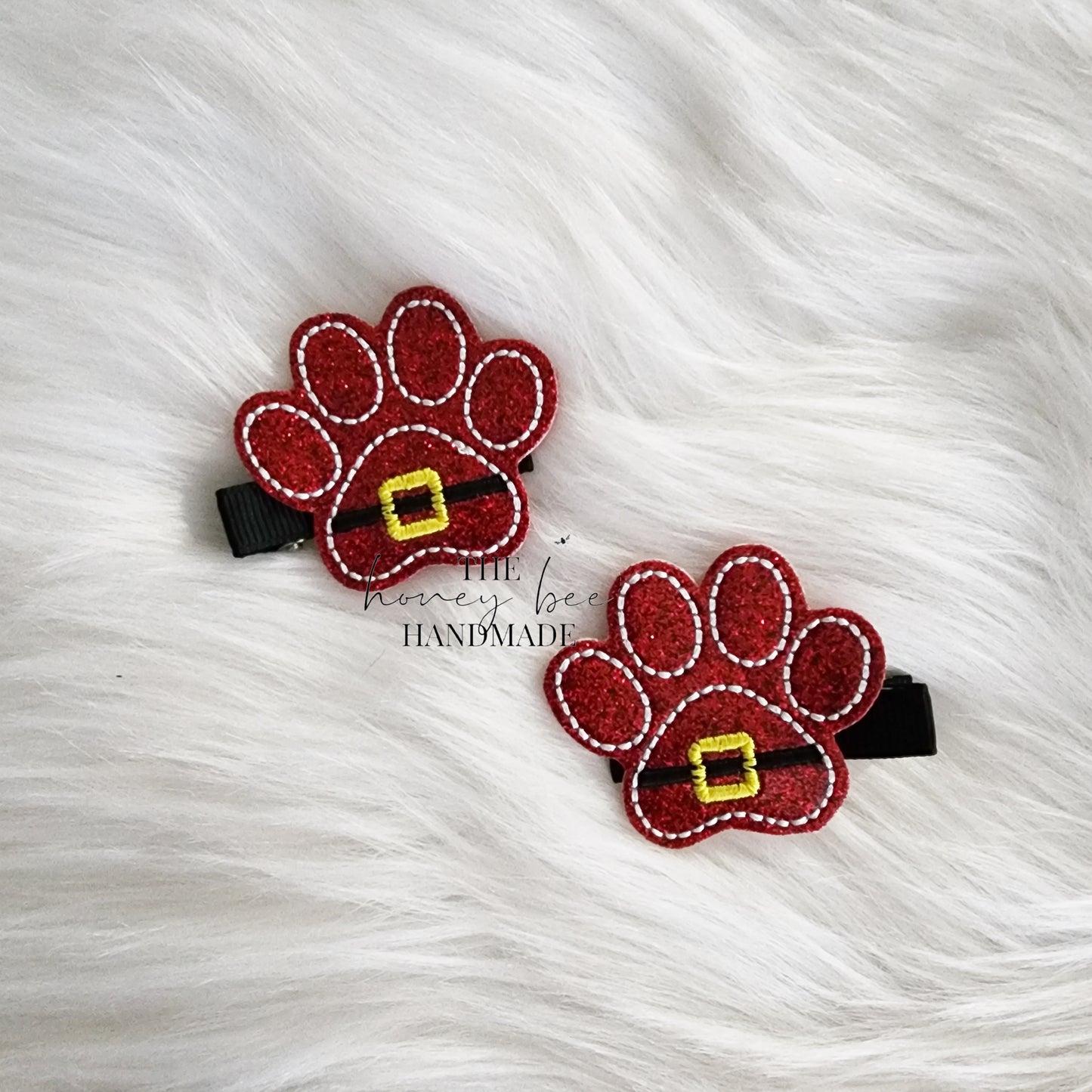 Glitter Santa Paw Feltie Hair Clip