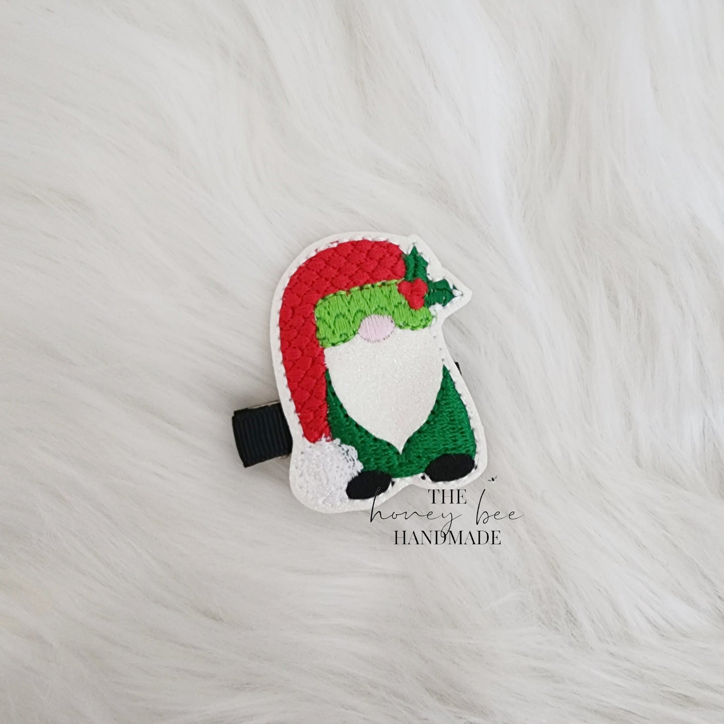 Glitter Christmas Gnome Feltie Hair Clip