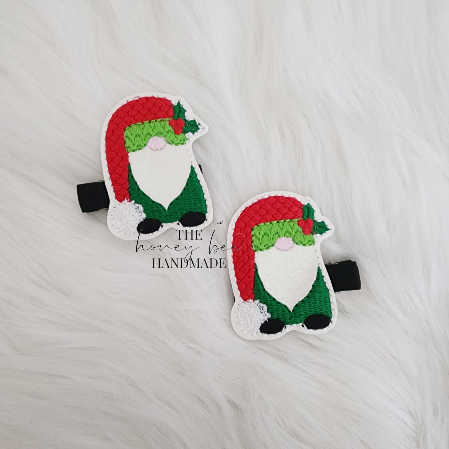 Glitter Christmas Gnome Feltie Hair Clip