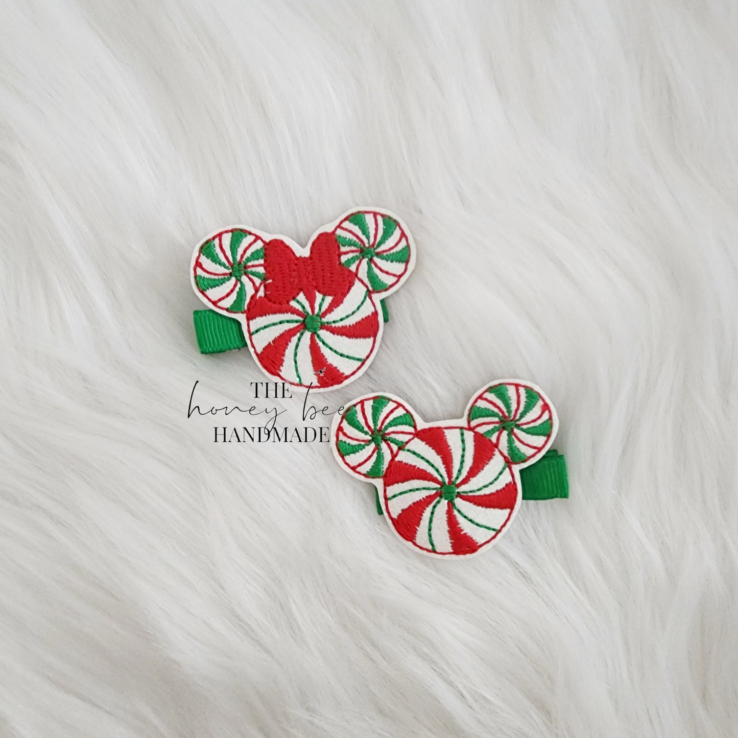 Glitter Peppermint Mouse Feltie Hair Clip