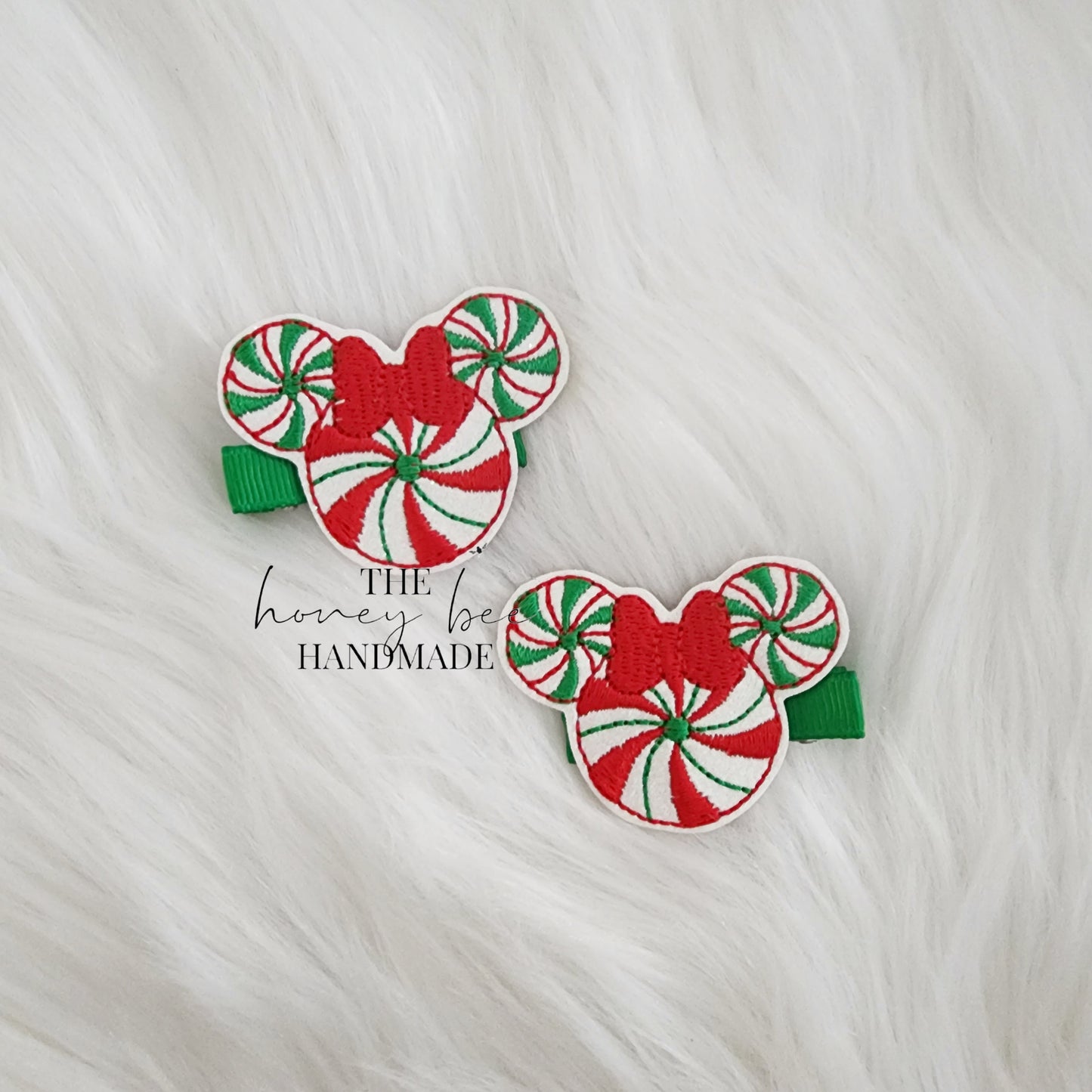 Glitter Peppermint Mouse Feltie Hair Clip