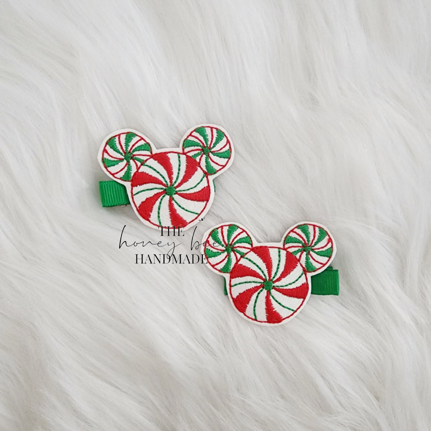 Glitter Peppermint Mouse Feltie Hair Clip