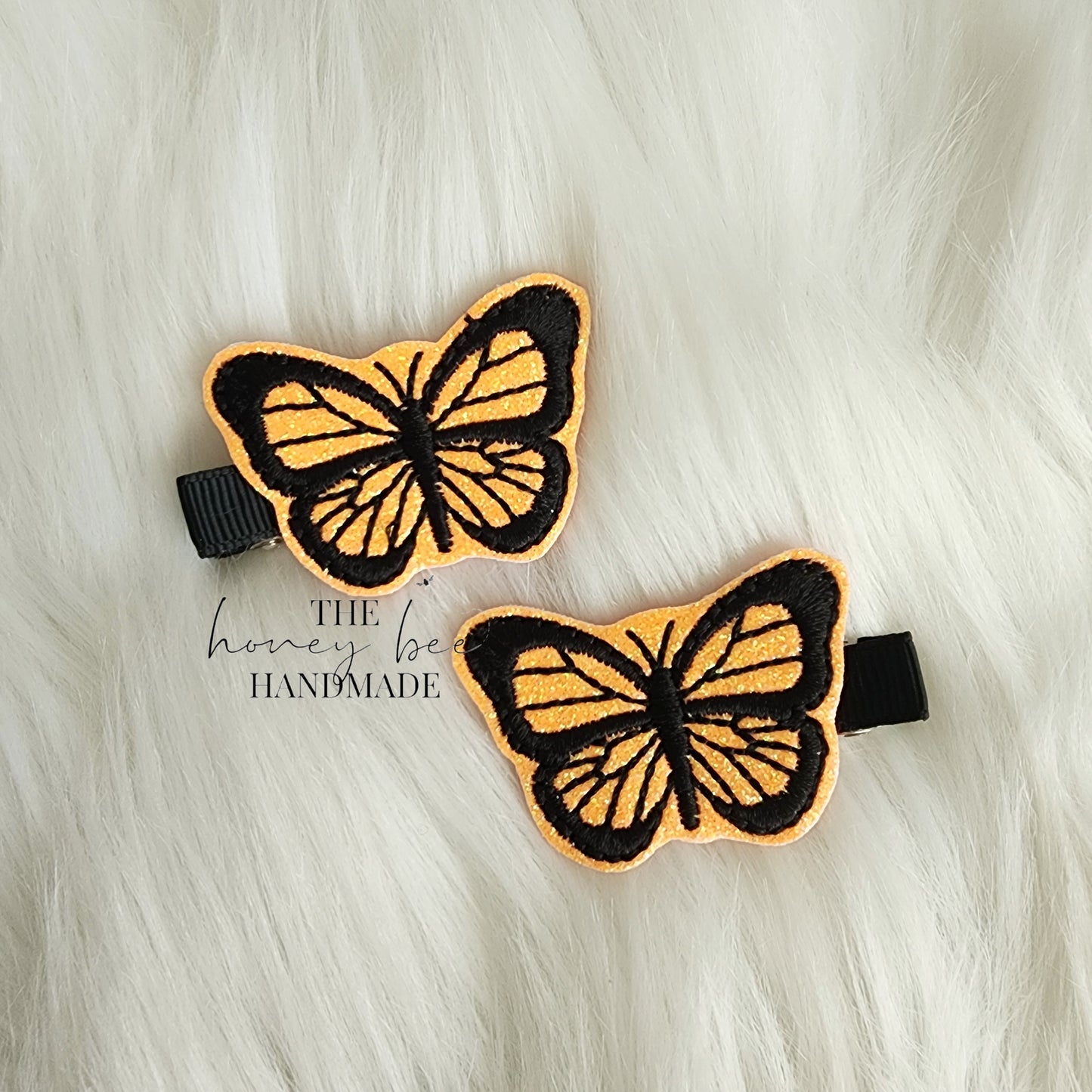 Glitter Monarch Butterfly Feltie Hair Clip