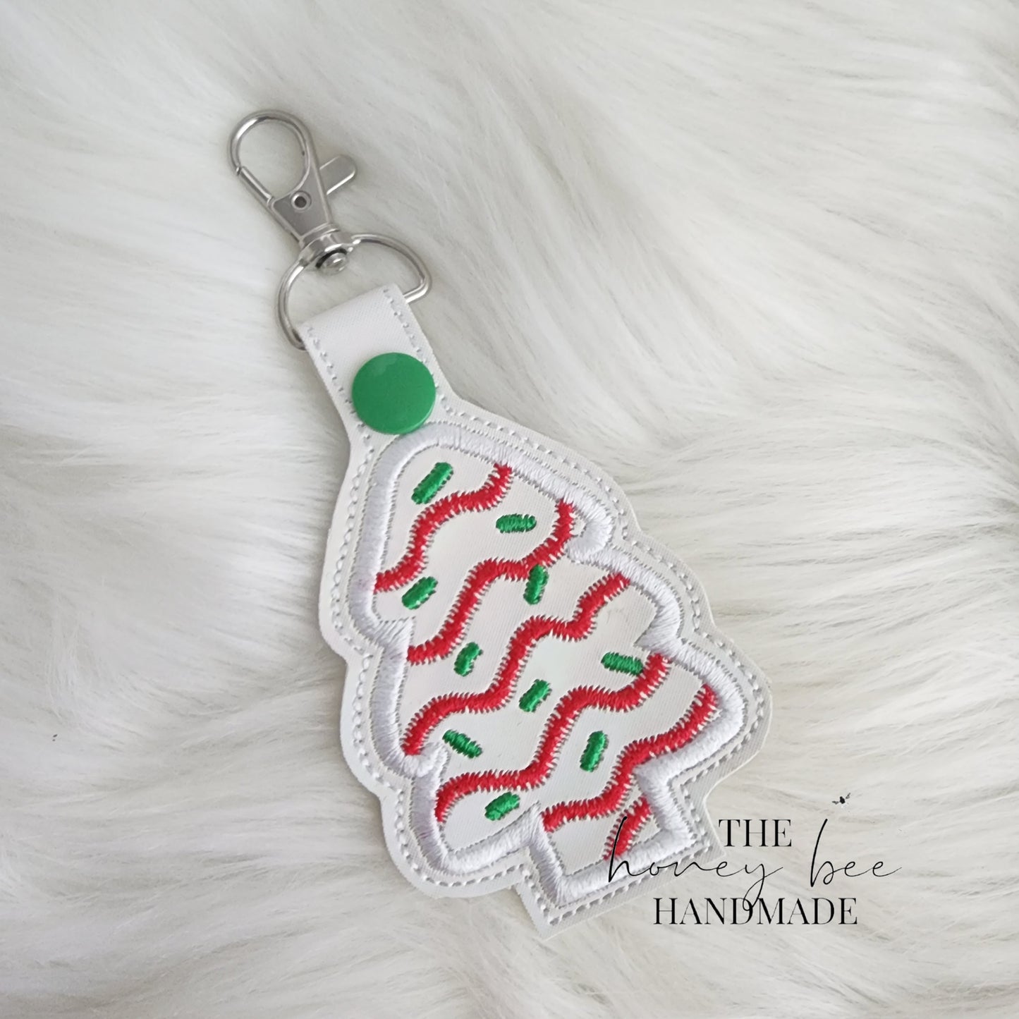 Holographic Christmas Tree Cake Keyfob