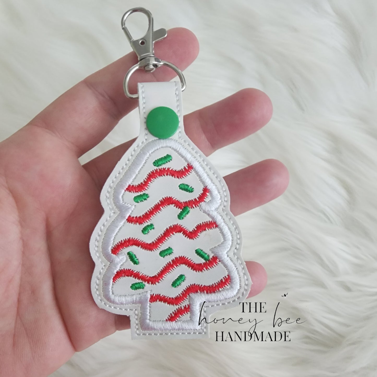 Holographic Christmas Tree Cake Keyfob