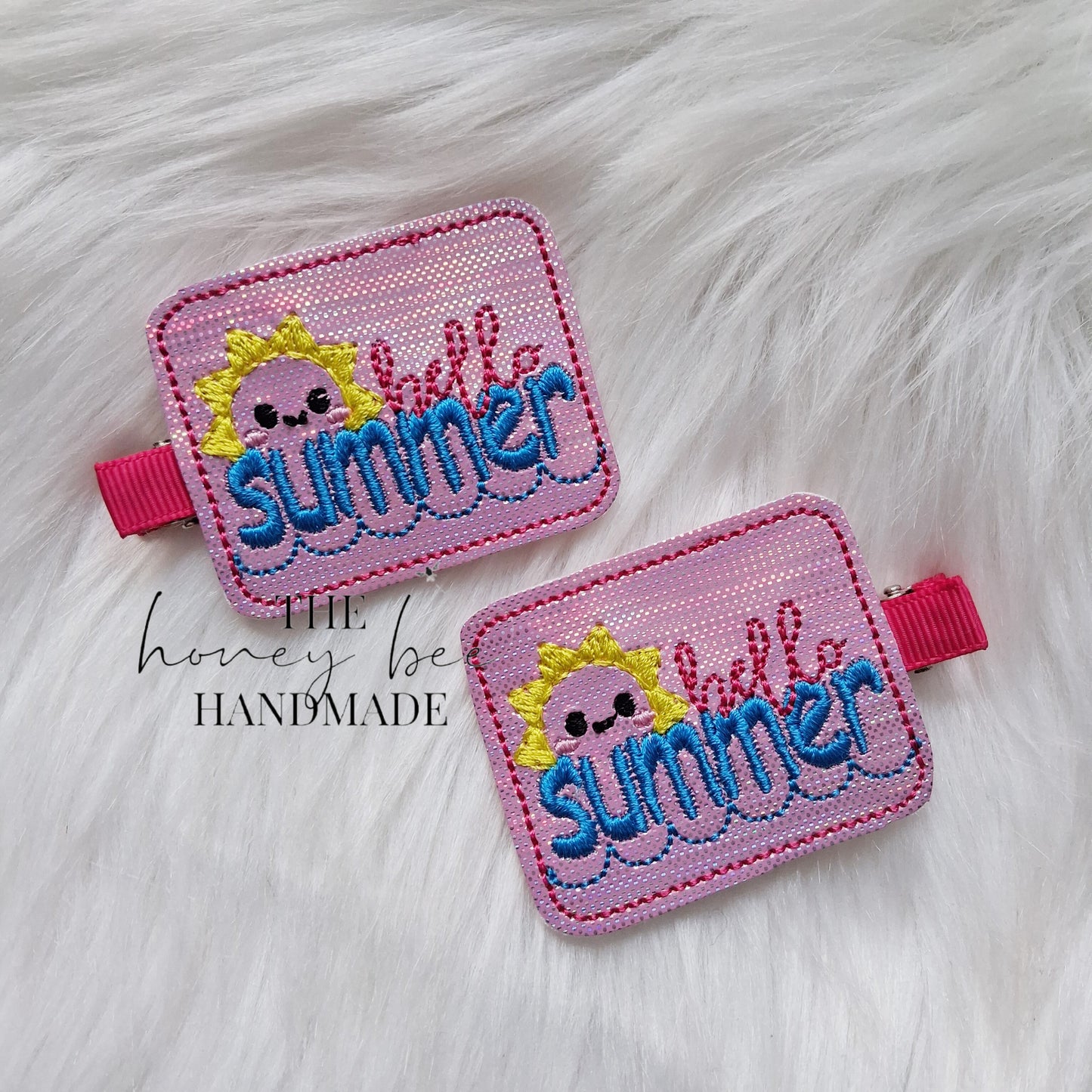 Glitter Hello Summer Feltie Hair Clip