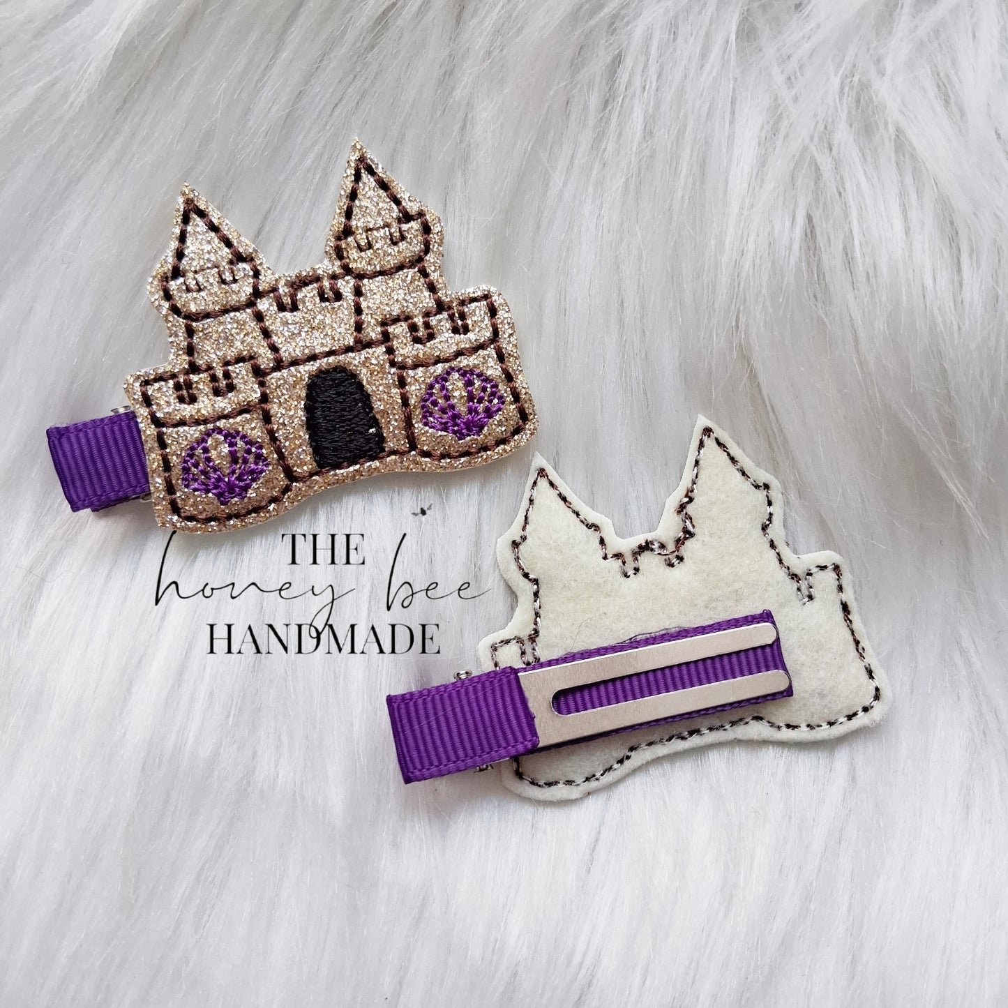 Glitter Sand Castle Feltie Hair Clip