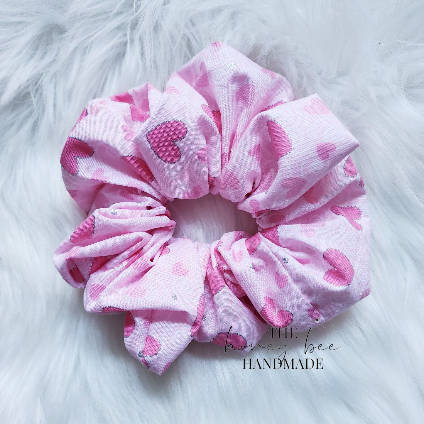 Pink Hearts Scrunchie