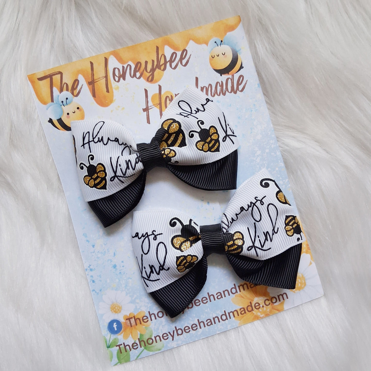 3 Inch Always Bee Kind Layered Ribbon Pigtail Set