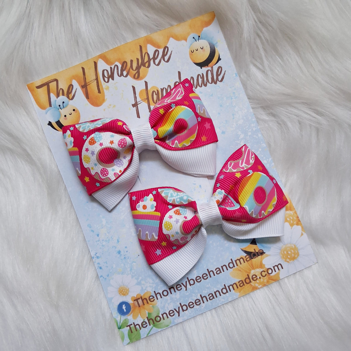 3 Inch Donut Layered Ribbon Pigtail Set