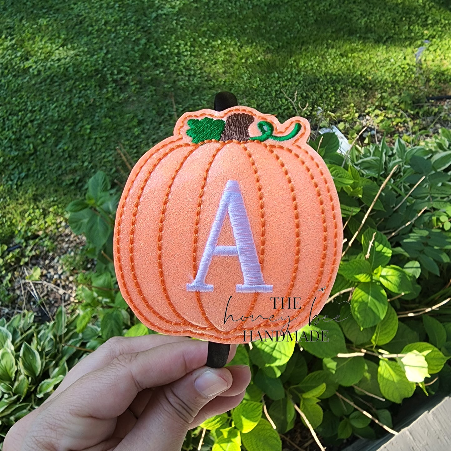 Glitter Monogram Pumpkin Headband Slider