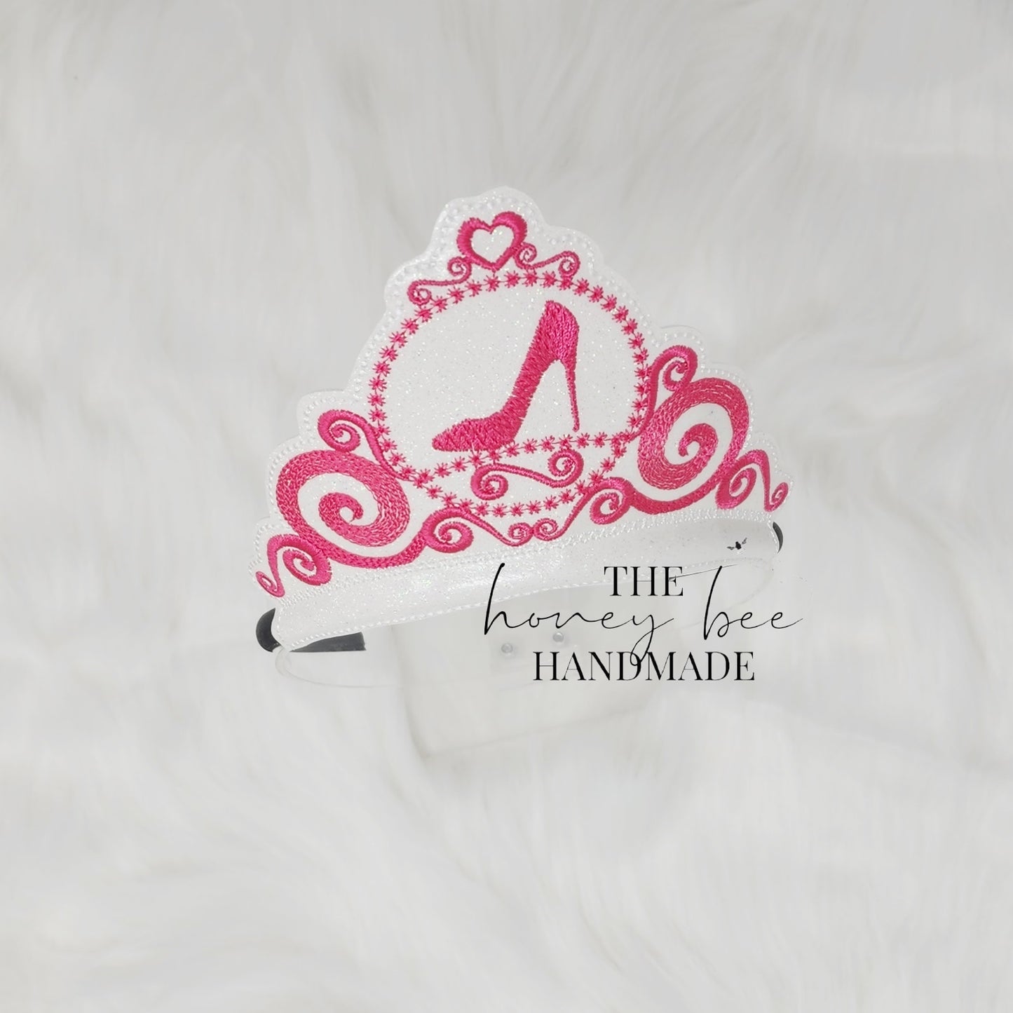 Glitter Pink Carriage Slipper Tiara Headband Slider